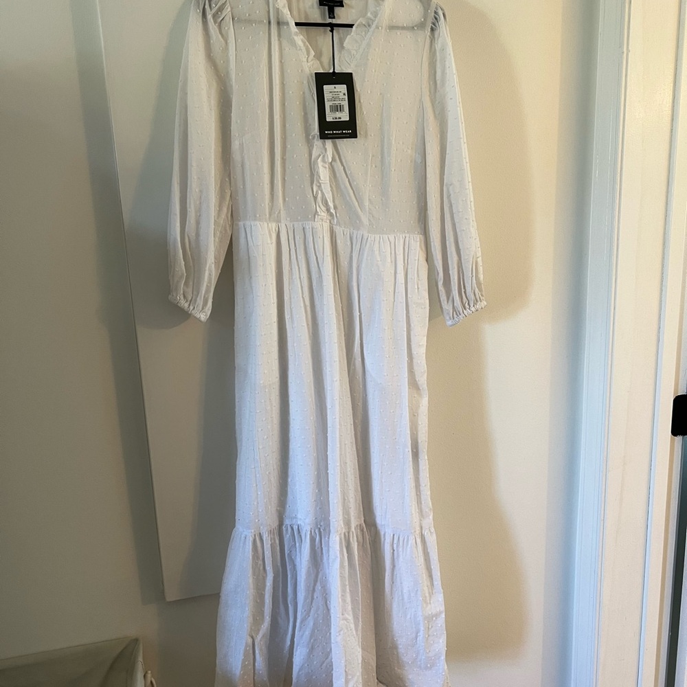 Who What Wear White Long Sleeve Dress